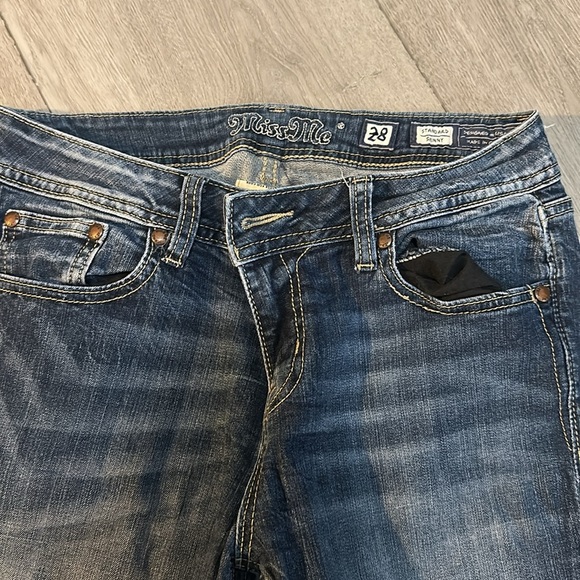 Miss Me Blue Skinny Jeans with Vintage Fading - Picture 3 of 10